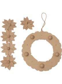Couronne de fleurs en carton brun, diamètre 29 cm