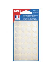 Etui de 112 pastilles adhésives diamètre 15 mm argent
