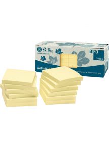 Paquet de 12 blocs de notes repositionnables de 100 feuilles recyclées 75 x 75 mm coloris jaune