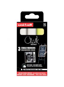 Pochette de 3 marqueurs craies Chalk 2 blancs + jaune fluo