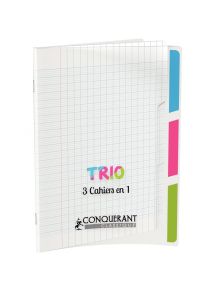 Cahier polypro 3 en 1, 17x22cm, 96p, grands carreaux, 90g