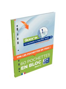 Pochette perforée Quick'In lisse cristal 5/100e, 21x29,7cm, bloc de 60 pochettes
