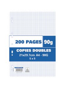 Copies doubles perforées 21x29,7cm, petits carreaux, 90g, 200 pages