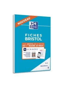 Bloc de 30 fiches bristol, blanc, petits carreaux