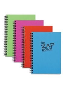 Cahier spiralé Demi Zap Book de 80 feuilles de papier croquis blanc, 80 g/m², 14,8x21cm