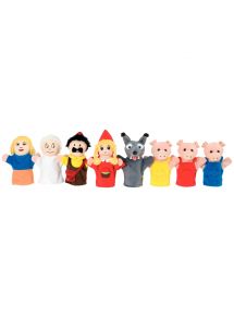 Valisette de 8 marionnettes, le Petit chaperon rouge et les 3 petits cochons