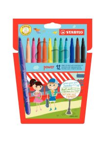 Lot de 12 pochettes de 12 feutres Power assortis dont 2 gratuites