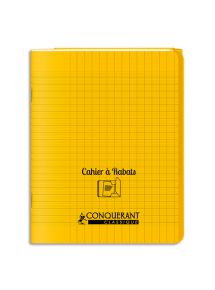 Cahier polypro avec rabat 17x22cm, 48p, grands carreaux, jaune