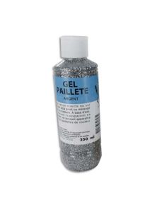 Gel pailleté, pot de 250ml, argent