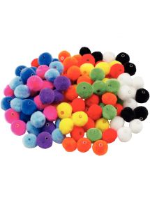 Sachet de 150 pompons a trou diamètre 20mm, 10 coloris assortis