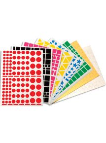 Gommette ronde, pochette de 18 planches, tailles et couleurs assorties
