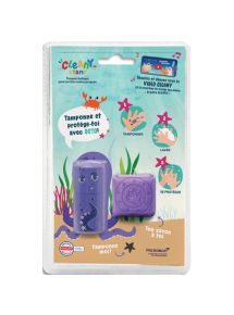 Tampon Cleany Stamp OCTO violet avec savon, pour apprendre à se laver les mains de manière ludique