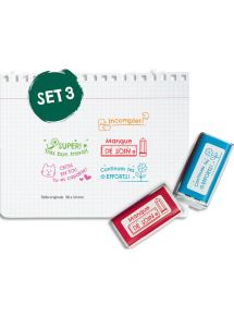 Tampon pour les enseignants Shool 3 rectangle, ensemble de 5 tampons