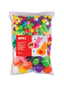 Pompon couleurs assorties, sachet de 500