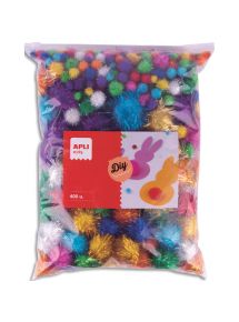 Pompon format XXL couleurs brillantes assorties, sachet de 400