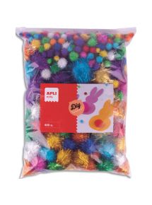 Pompon format XXL couleurs brillantes assorties, sachet de 400 (1057455)