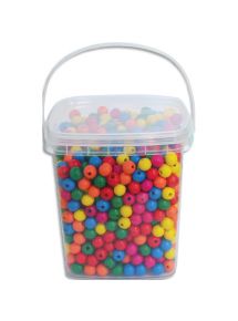 Perle ronde en bois, 6 couleurs assorties, diamètre 10 mm, sceau de 1100