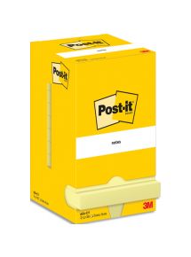 Bloc Post-it jaune format 76x127 mm, 100 feuilles, lot de 12 blocs