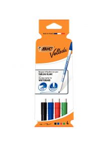 Feutre fin Velleda vert, effaçable à sec, pochette de 4 couleurs assorties