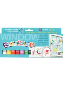 Boite de 12 sticks de gouache à vitres PLAYCOLOR, couleurs assorties
