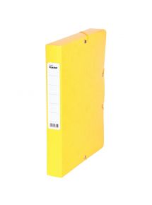 Boîte de classement en carte grainée dos 4 cm, jaune