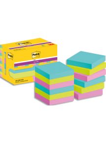 Bloc Post-it Super Sticky Cosmic format 476x476mm, lot de 12 blocs de 90 feuilles, couleur assortie