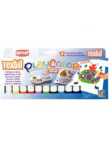 Boite de 12 sticks de gouache textile couleurs assorties