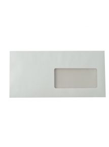 Boite de 500 enveloppes blanches 110x220mm 90g bande siliconnée fenêtre 45x100mm