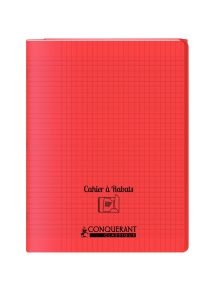 Cahier polypro avec rabat 24x32cm, 48p, grands carreaux, rouge