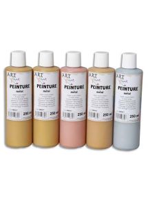 Peinture acrylique métallique ArtPlus, coffret de 5x250ml, couleurs assorties