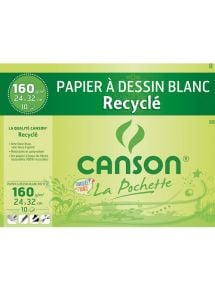 Papier dessin blanc 160g, format 24x32cm, pochette de 10
