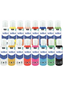 Carton de 16 Flacons de 150 ml de gouache brillante BRILLO couleurs assorties