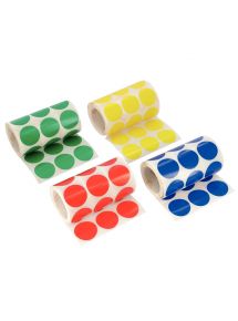 Gommette autocollante ronde Ø33mm, boîte de 4 rouleaux couleurs assorties