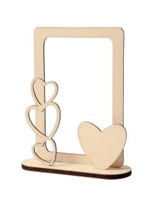 Cadre photo en bois, coeurs