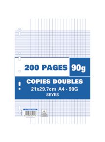 Copies doubles perforées 21x29,7cm, grands carreaux, 90g, 200 pages