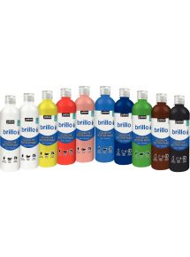 Assortiment de 10 Flacons de 500 ml de gouache brillante BRILLO (9 + 1 Flacon offert)