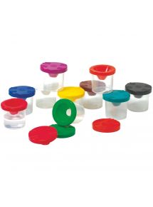 Lot de 10 godets anti-verse 125 ml. 10 couleurs assorties