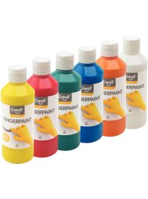 Carton de 6 flacons 250ml de gouache aux doigts assortis