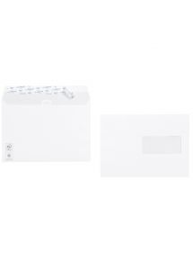 Boite de 500 enveloppes blanches 162x229mm 90g bande silliconnée fenêtre 45x100mm