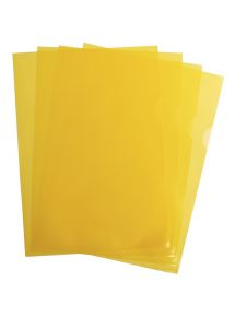 Boîte de 100 pochettes coin en polypropylène grainé 9/100ème, jaune