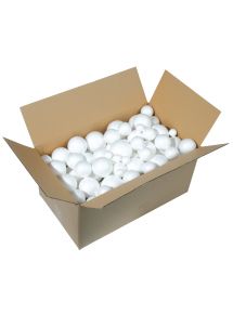 Carton de 100 boules en styropor diamètres assortis