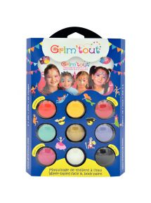 Palette de maquillage à l'eau GRIM'TOUT Princesse 9 couleurs assortis