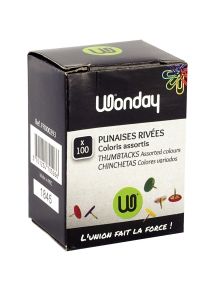 Punaise cuivrée, tête gainée plastique couleur, boîte de 100