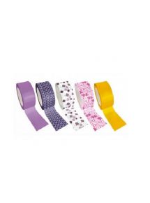 Lot de 5 rouleaux Queen Tapes 8 m x 48 mm, motifs assortis, rose, violet, blanc, jaune