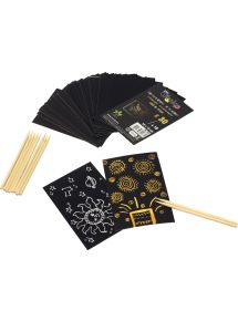 Pochette de 30 feuilles à gratter coloris or et argent
