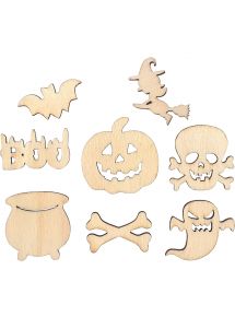 Lot de 24 embellissements thème halloween en bois