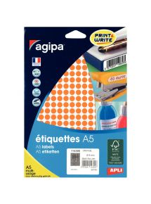Etui de 2940 pastilles adhésives diamètre 8 mm orange