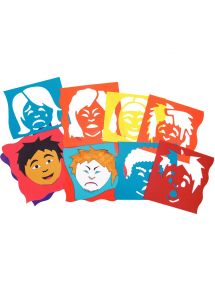 Pochoirs, 15x15cm, thème expressions, lot de 6