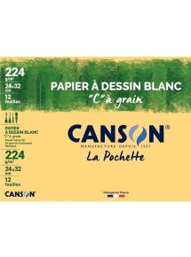 Papier dessin blanc 224g, format 24x32cm, pochette de 12