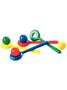 Set de 4 cuillères 34cm avec 4 balles diamètre 7cm